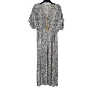 Nwot Bellambia Dress L Italy Kaftan Beachy Zebra Midi Flowy Breathable Coastal
